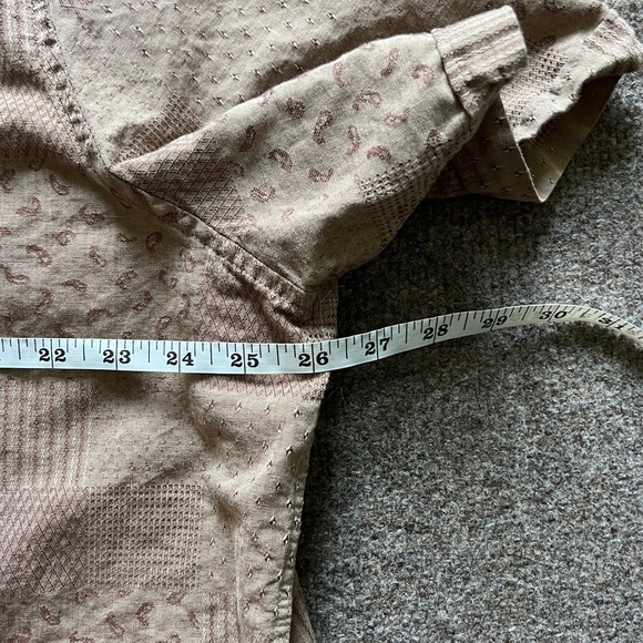 Tasso Elba Brown Tan Paisley Patchwork Short Sleeve Button Shirt Linen Blend XXL - Picture 9 of 10